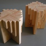 Two Parquet Table Stools
